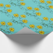 Pretentieloze vrolijke gele bloemen Doodle Kunst Cadeaupapier (Hoek)