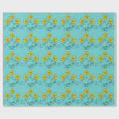 Pretentieloze vrolijke gele bloemen Doodle Kunst Cadeaupapier (Vlak)