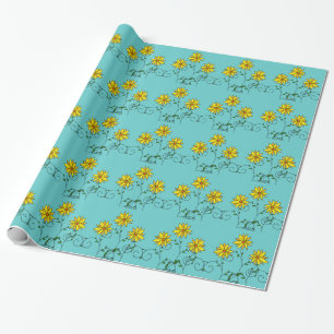 Pretentieloze vrolijke gele bloemen Doodle Kunst Cadeaupapier