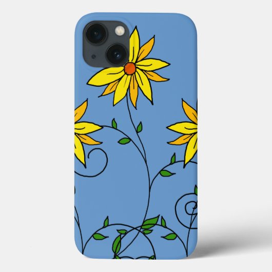 Pretentieloze vrolijke gele bloemen Doodle Kunst Case-Mate iPhone Case (Achterkant)