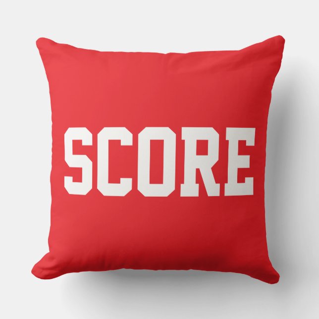 Pretentieloze witte sportieve SCORES-tekst op held Kussen (Voorkant)