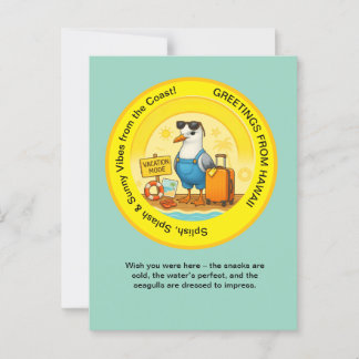 pretentieloze zonnige bestemming meeuw strand groe briefkaart