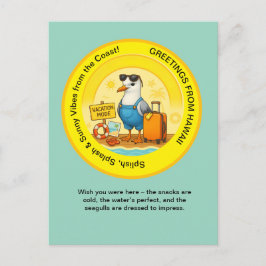 pretentieloze zonnige bestemming meeuw strandgroet briefkaart