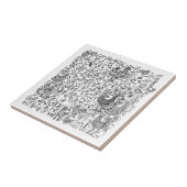 Pretentieloze zwart-wit vogels decoratief patroon tegeltje (Zijkant)