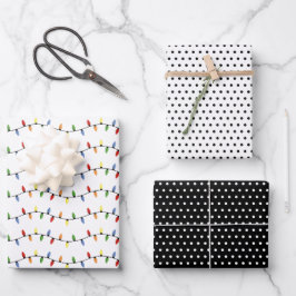 Pretfige kleurrijke feestelijke feestverlichting l inpakpapier vel