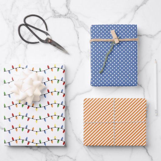 Pretfige kleurrijke feestelijke feestverlichtingpa inpakpapier vel (Voorkant)