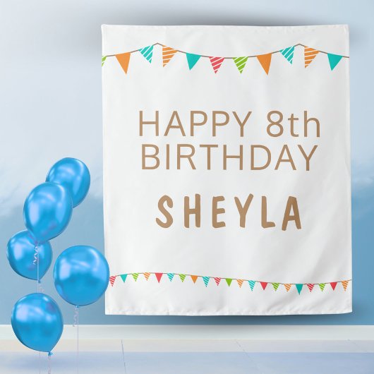 Pretfige Kleurrijke Vlaggen Gelukkige Verjaardag F Wandkleed