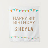 Pretfige Kleurrijke Vlaggen Gelukkige Verjaardag F Wandkleed (Voorkant)