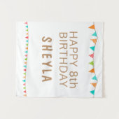 Pretfige Kleurrijke Vlaggen Gelukkige Verjaardag F Wandkleed (Voorkant (horizontaal))