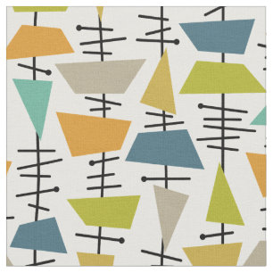 Pretfiguur Kleurrijk Abstract Geometrisch Mid Cent Stof