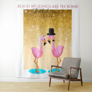 Pretig flamingo huwelijksfotobackdrop wandkleed