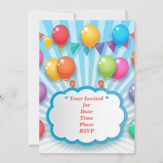 Pretige Kleurrijke Gelukkige Verjaardag Ballonnen Kaart (Voorkant)