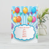 Pretige Kleurrijke Gelukkige Verjaardag Ballonnen Kaart (Staand voorkant)