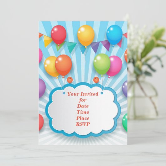 Pretige Kleurrijke Gelukkige Verjaardag Ballonnen Kaart (Staand voorkant)