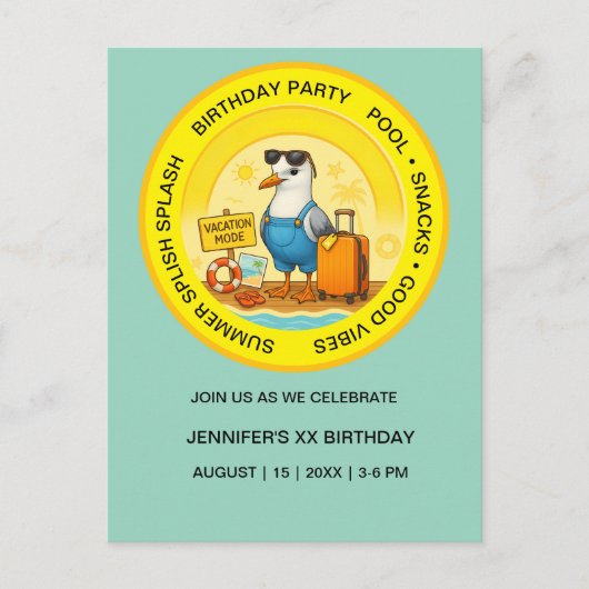 pretige uitnodiging voor een zonnige bestemming me (Voorkant)