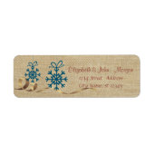 , pretkerst, blauwe sneeuwvlokken etiket (Voorkant)