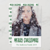 pretkerst in groen script feestdagenkaart (Voorkant / Achterkant)