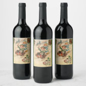 pretkerst, kinderen in slee wijn etiket (Flessen)