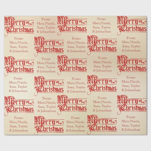 pretkerst met aangepaste naam cadeaupapier (Vlak)