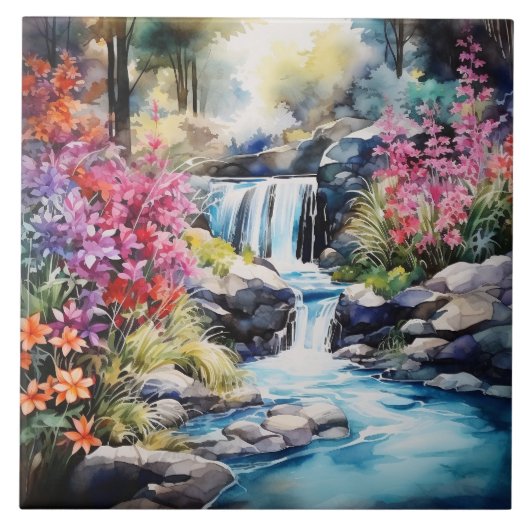 Pretland waterval scène tegeltje (Voorkant)