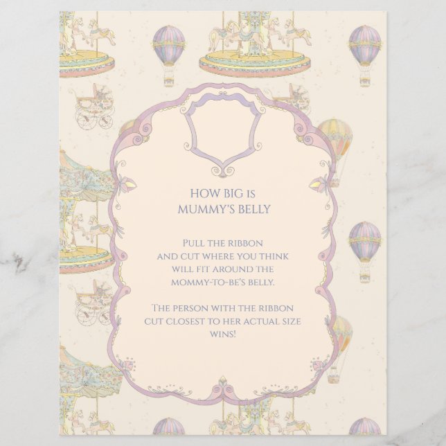  pretpark Baby shower gokken spel (Voorkant)