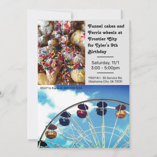 Pretpark Ferris Wheel Verjaardag Uitnodiging (Voorkant)