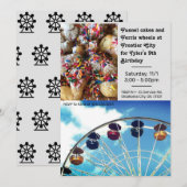 Pretpark Ferris Wheel Verjaardag Uitnodiging (Voorkant / Achterkant)