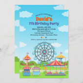 Pretpark Funfair Childs Verjaardagsfeest Kaart (Voorkant / Achterkant)