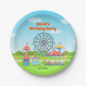 Pretpark Funfair Childs Verjaardagsfeest Papieren Bordje (Voorkant)