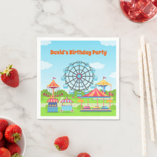 Pretpark Funfair Childs Verjaardagsfeest Servet