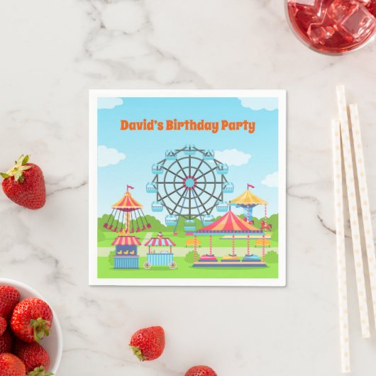 Pretpark Funfair Childs Verjaardagsfeest Servet (Insitu)