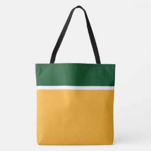 Pretpark Groen Wit Boven Strepen op Goud Oranje Tote Bag