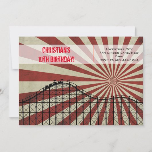 Pretpark Roller Onderzetter Verjaardagsuitnodiging Kaart (Voorkant)