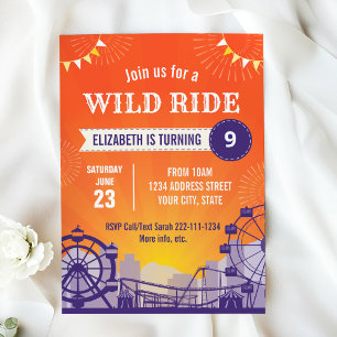 Pretpark verjaardagsuitnodiging kaart