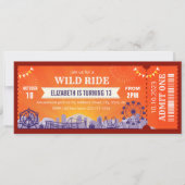 Pretpark verjaardagsuitnodigingsticket kaart (Voorkant)