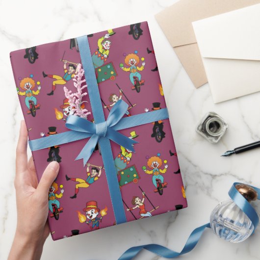 PretparkCircus Carnaval Paars Patroon Cadeaupapier (Geschenken)