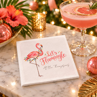 Pretpink flamingo waterverf kerstservet servet