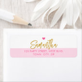 PRETT stijlvol modern roze hart goud Etiket (Insitu)