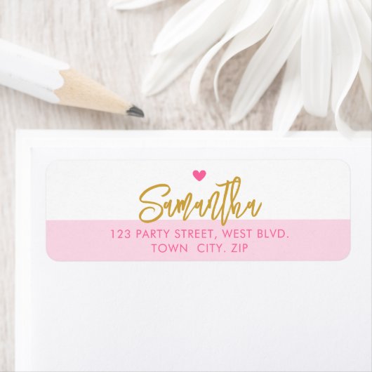 PRETT stijlvol modern roze hart goud Etiket (Insitu)