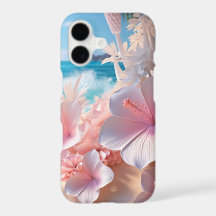 PRETTE ROZE HIBISCUSBLOEM OP ZANDSTRAND