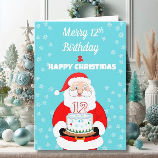 Prettig 12e verjaardags Kerstmis Kerstman  Kaart