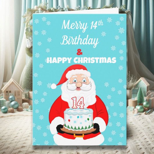 Prettig 14e verjaardags Kerstmis Kerstman  Kaart