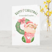 Prettig 1e kerstfeest voor neef kaart (Gele Bloem)