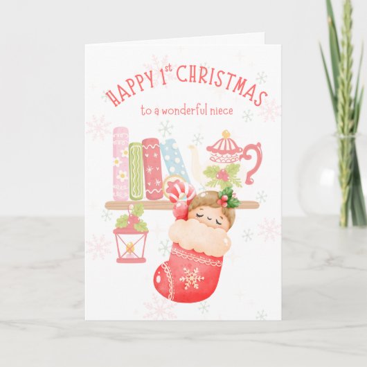 Prettig 1e kerstfeest voor nichtje kaart (Voorkant)