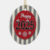 Prettig 2025 Kerstfeest Keramisch Ornament (Rechts)