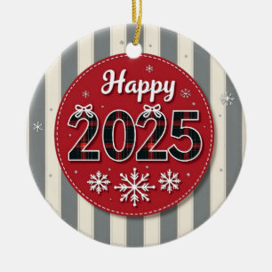 Prettig 2025 Kerstfeest  Keramisch Ornament