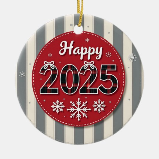 Prettig 2025 Kerstfeest Keramisch Ornament (Voorkant)