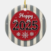 Prettig 2025 Kerstfeest Keramisch Ornament (Achterkant)