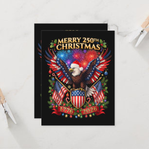 Prettig 250e kerstfeest 1776 2026 Patriottische Ad Kaart