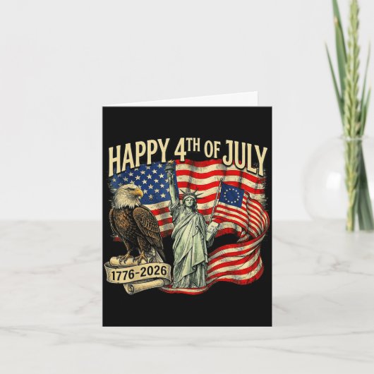 Prettig 4 juli 1776 2026 adelaar patriottischPrett Kaart (Voorkant)